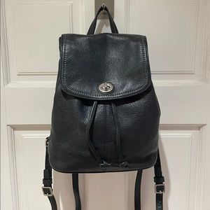 Coach Black Leather Park Pebble Backpack